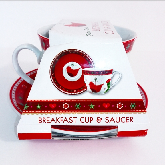 NEW Festive Birds Breakfast Cup & Saucer Set - Picture 3 of 11